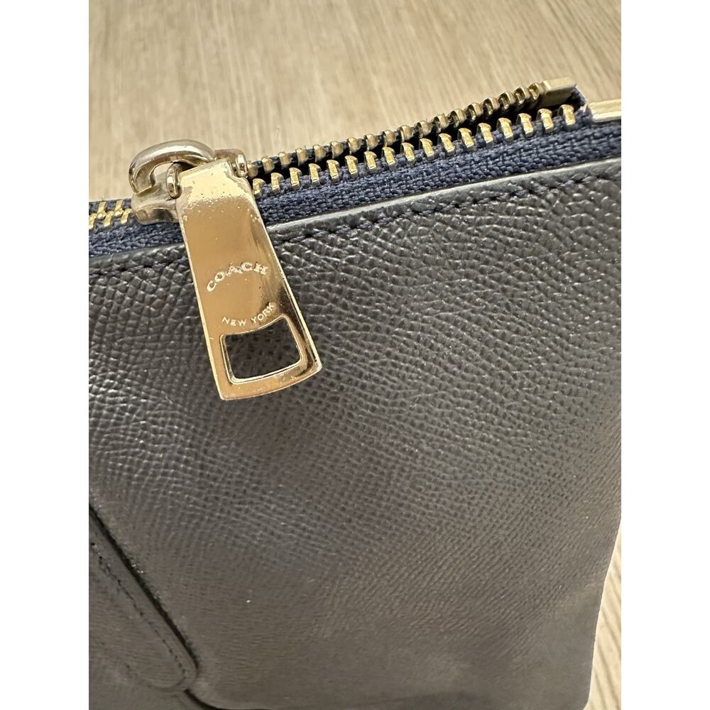 Coach Ava Crossgrain F57526 Navy Leather Tote Bag Zip Top Shoulder Bag Classic - Picture 7 of 14